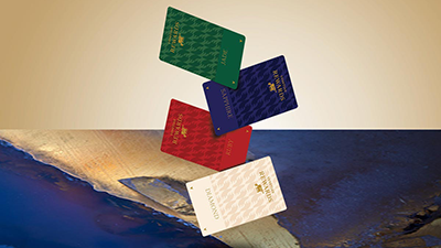 Venetian Rewards cards on display.
